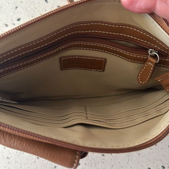Tignanello Genuine Brown Leather Crossbody Travel Casual Shoulder Bag Versatile - Picture 3 of 13